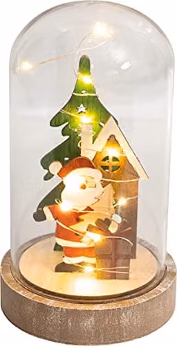 St Helens Home and Garden Battery Powered LED Light Up Father Christmas Christmas Scene Cloche – 1