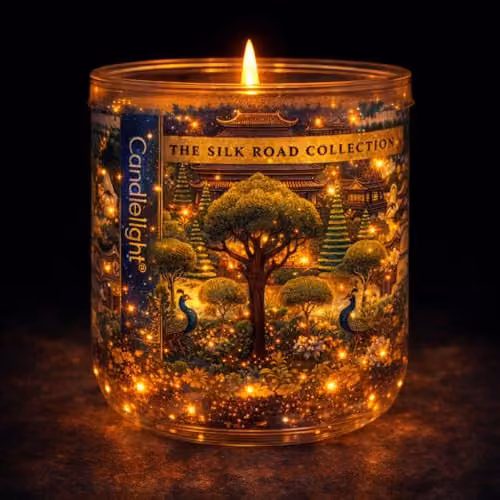 Candlelight Silk Road Collection Bukhara Green and Gold Glitter Glass Tealight Candle – 2