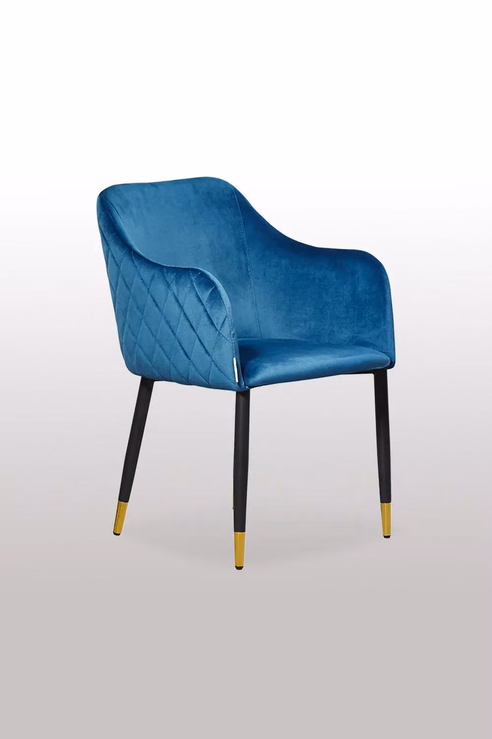 Life Interiors Verona Velvet Dining Chairs Set of 4 in Blue with Black Legs and Gold Foot Caps – 2
