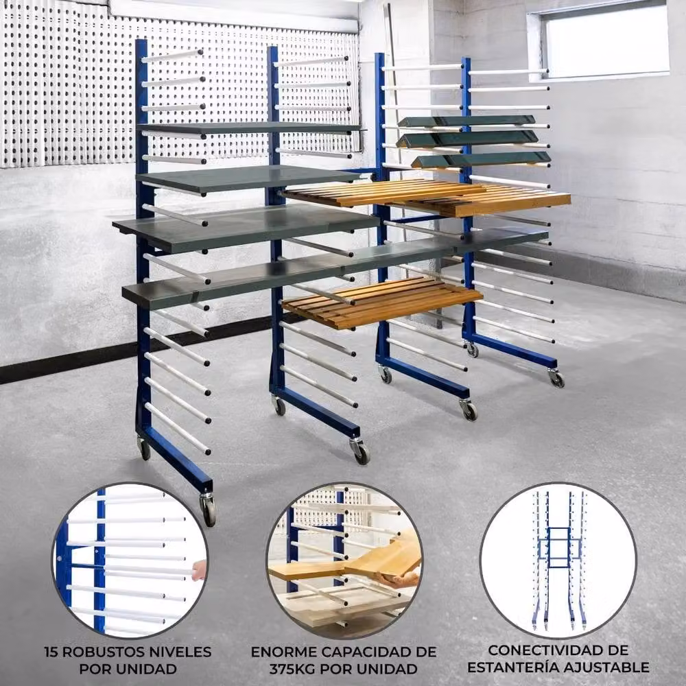 Monstershop Combi Spray Drying Rack Trolley x 2 and Connector in Blue Steel – 1