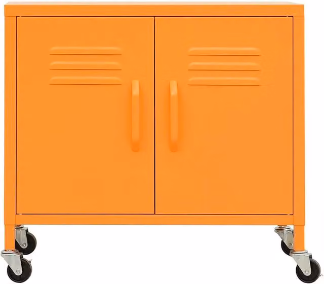 Berkfield Home Industrial Metal Storage Cabinet in Orange, W/D/H: 60 x 35 x 56 cm – 1
