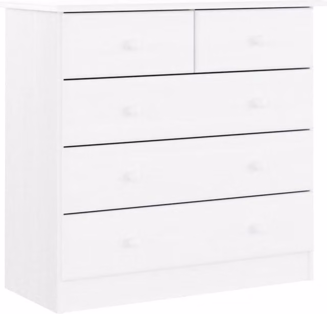 Berkfield Home ALTA Chest of Drawers in White Solid Wood Pine, W: 77 cm, D: 35 cm, H: 73 cm