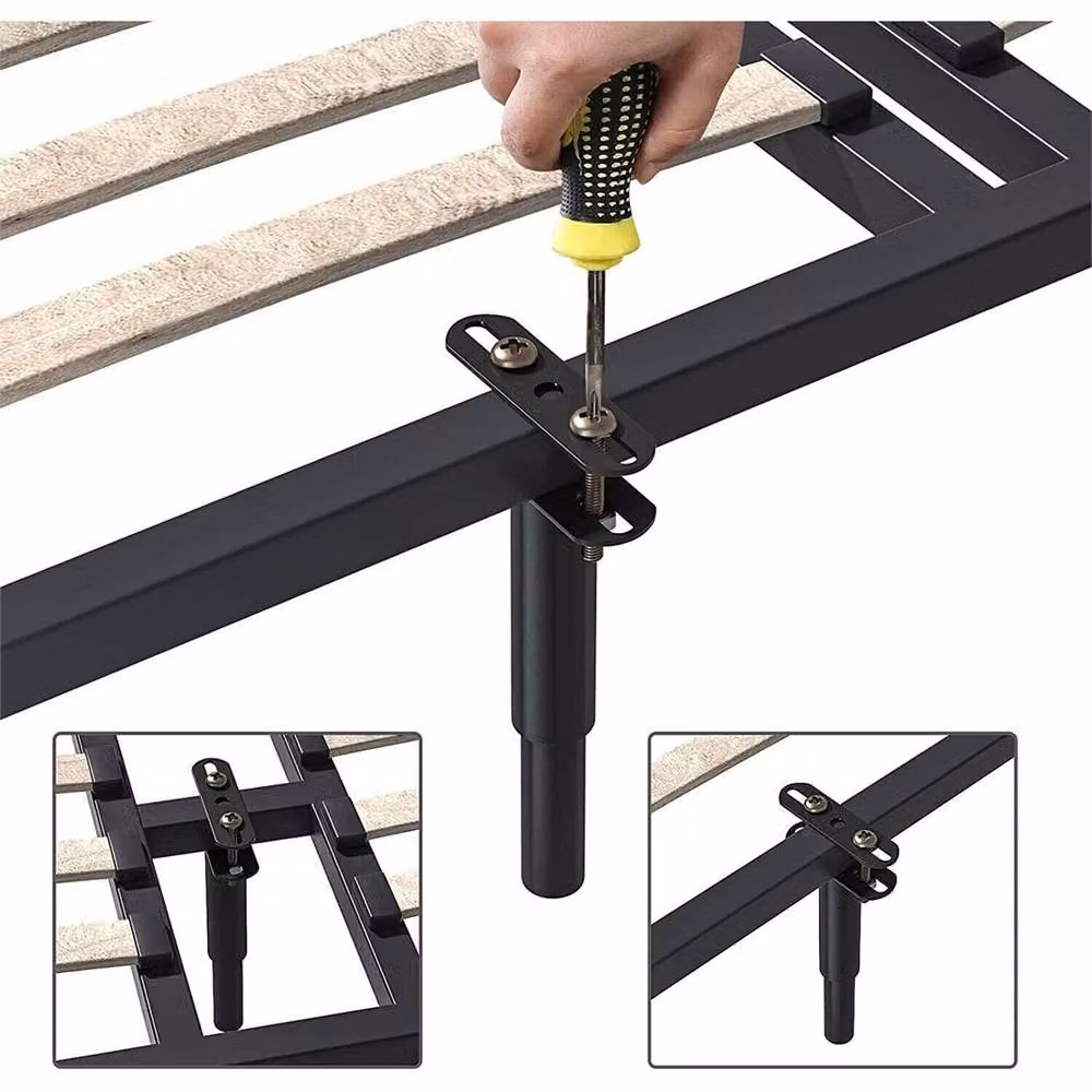 Nordara 2x Adjustable Heavy Duty Metal Bed Centre Support Legs in Black – 3