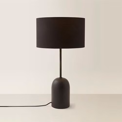ValueLights Kaiden Dome Table Lamp with Black Fabric Drum Shade