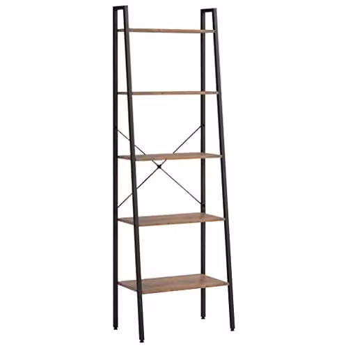 vidaXL 5-Tier Industrial Standing Shelf in Brown and Black, W/D/H: 56 x 35 x 174 cm – 1