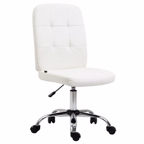 Vinsetto White Armless Task Chair with Synthetic Leather Upholstery, W/D/H: 59 x 47 x 120 cm