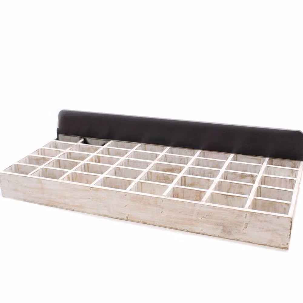 KDMD Forty Box Tray Display Stand in White Rustic Wood, W/D/H: 40 x 40 x 83 cm – 2