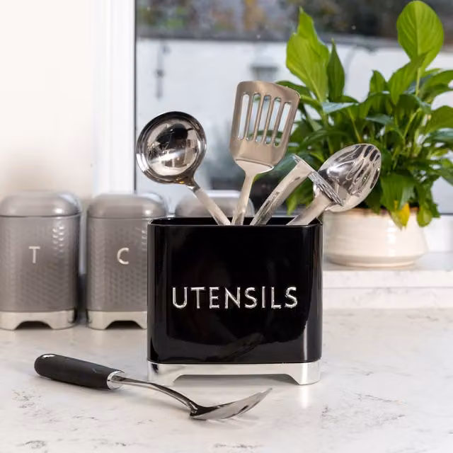 Kitchencraft Lovello Kitchen Caddy, Black Ceramic, W/D/H: 20.0 x 16.0 x 10.0 cm