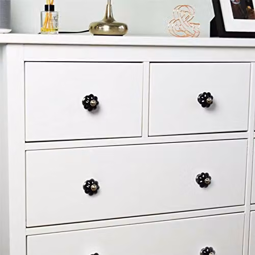 Nicola Spring Polished Black Ceramic Cabinet Knobs, Pack of 6 – 4
