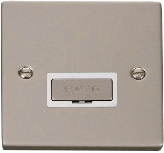 SE HOME Pearl Nickel 13A Fused Ingot Connection Unit in White