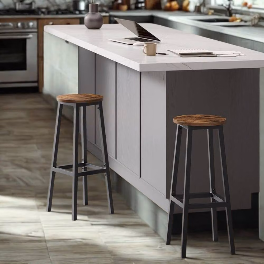 Pirlo Plush Set of 2 Brown Kitchen Counter Height Breakfast Bar Stools – 3