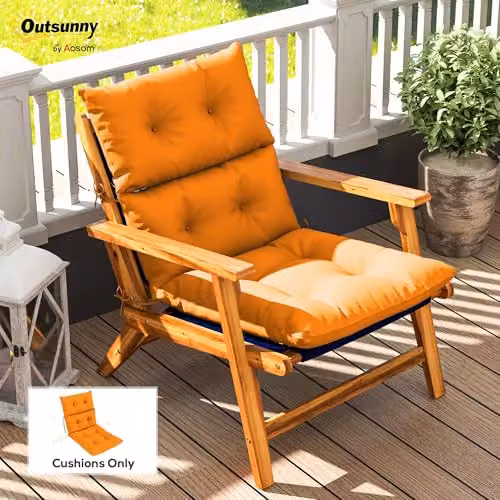 Outsunny Orange Tufted Adirondack Chair Cushion with UV-Resistant Quilted Polyester Fabric and Foam Padding – 2
