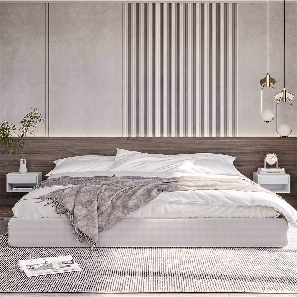 Kelvenix Set of 2 White Wall Mounted Bedside Tables – 2