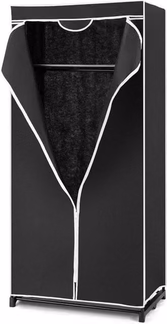 Hinsinc Folding Single Fabric Wardrobe with Hanging Rail and Zipper in Black – 1