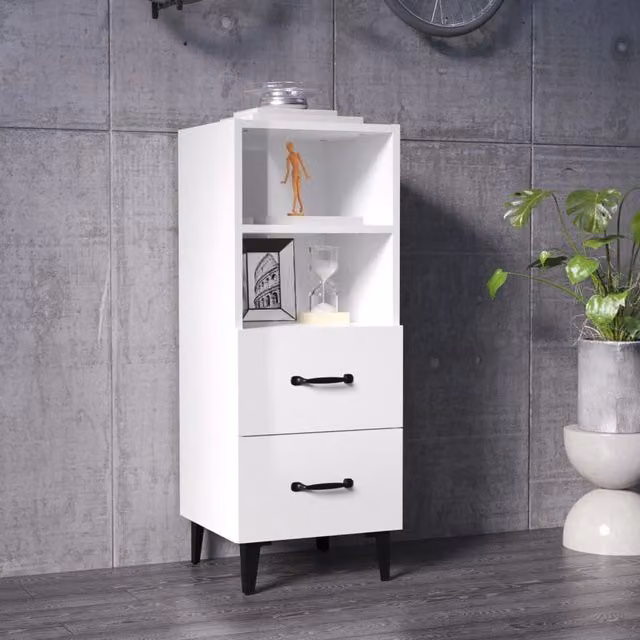 Berkfield Home High Gloss White Sideboard W/D/H: 34.5 x 34.0 x 90.0 cm
