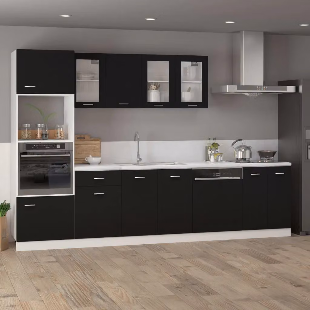 Berkfield Home Modern Black Wall Mounted Glass Cabinet with Internal Shelves W/D/H: 40 x 31 x 60 cm – 3