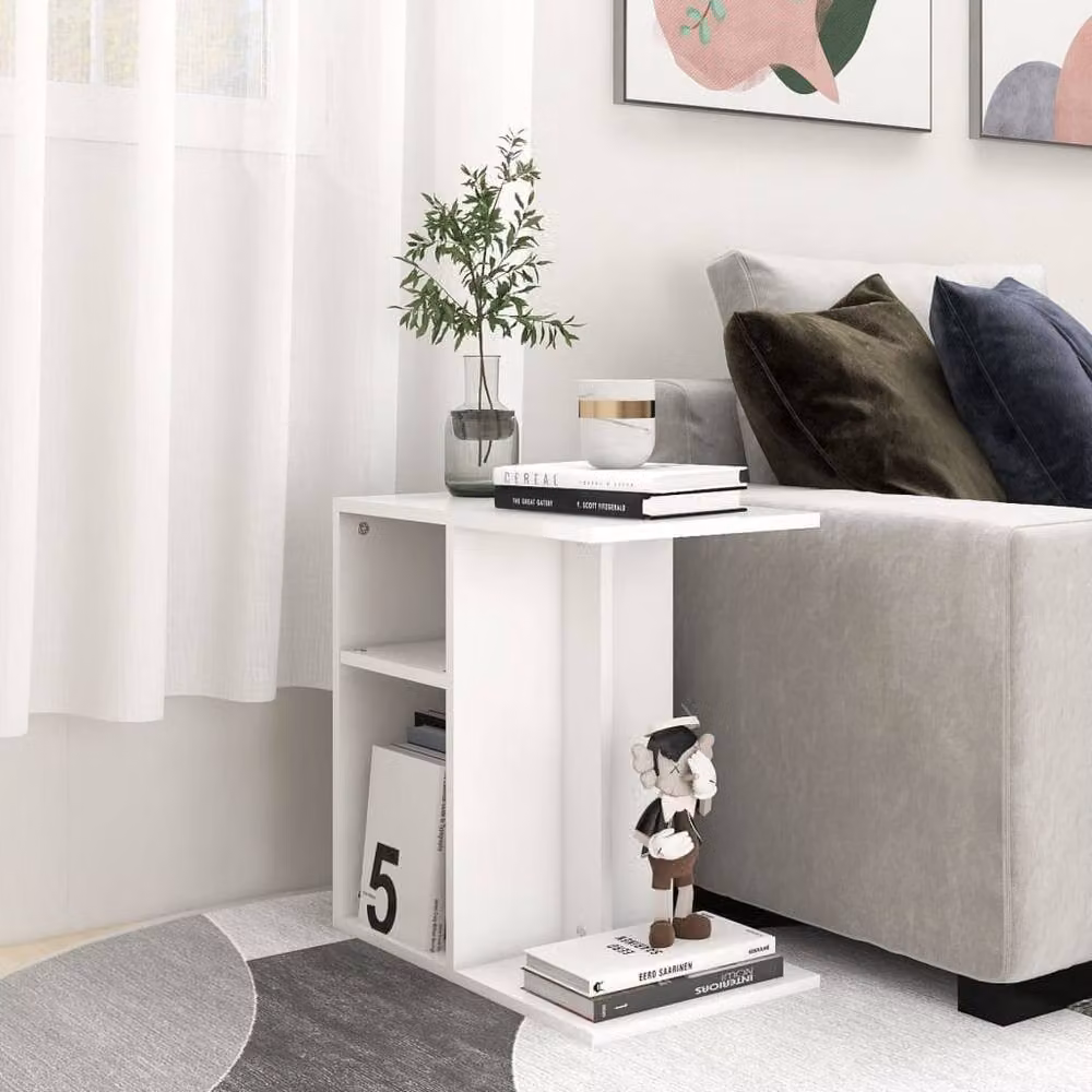 Berkfield Home White Side Table in Engineered Wood W/D/H: 50 x 30 x 50 cm – 2