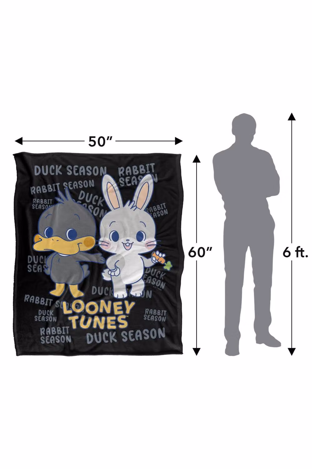 Warner Bros. Looney Tunes Gokko Duck and Rabbit Season LOGOVISION Super Soft Silky Touch Fleece Throw Blanket, Multicolour, W: 152 cm, D: 127 cm – 8
