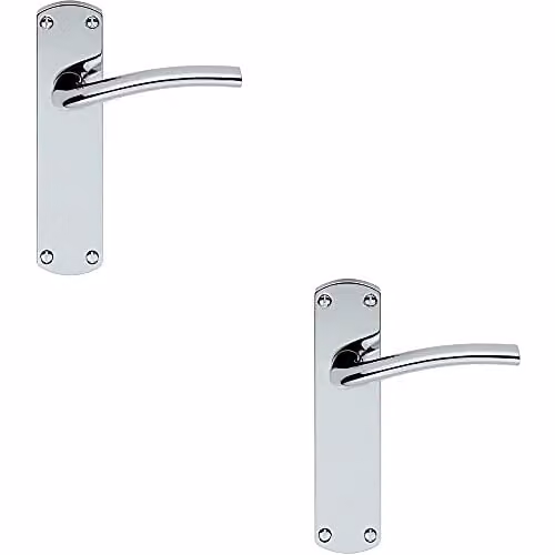 Loops 2 Pack Rounded Curved Bar Handle on Latch Backplate, Polished Chrome, W: 170 mm