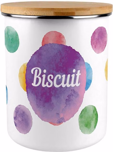 Purely Home Extra Large Enamel Biscuit Tin with Multicoloured Polka Dots
