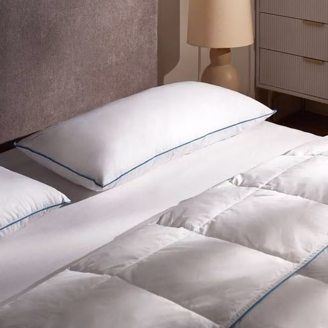 Wyld and Coco Luxe Duck Feather and Down Pillow, White, W/D/H: 40 x 80 cm