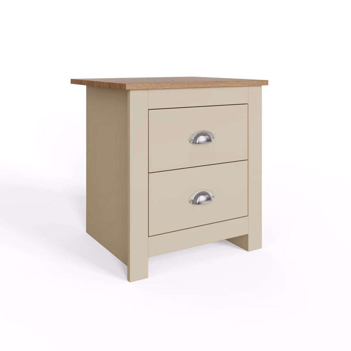 GFW Lancaster 2 Drawer Bedside Table in Cream and Oak – 3