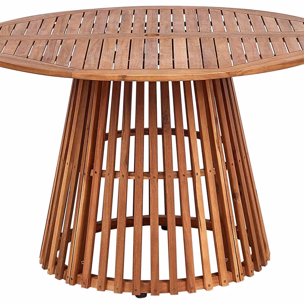 Wyld and Coco Acacia Round Outdoor Dining Table, Light Brown, Diameter: 120 cm – 2