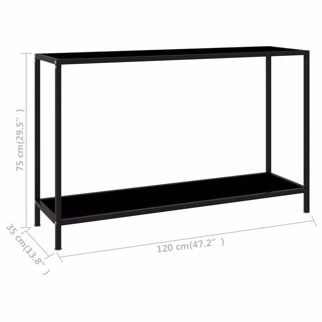 Berkfield Modern Black Console Table with Tempered Glass, W/D/H: 120 x 35 x 75 cm – 5