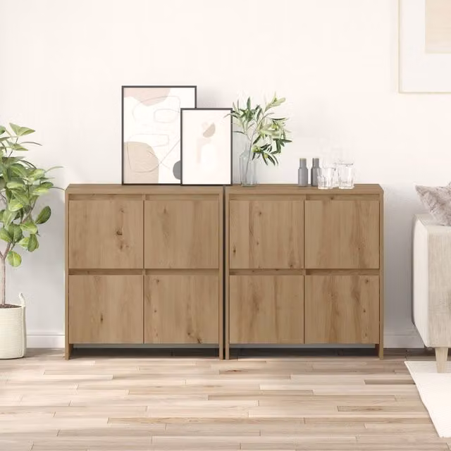 Berkfield Home Artisan Oak Sideboard 2 Piece Set in Brown, W/D/H: 70 x 41 x 75 cm