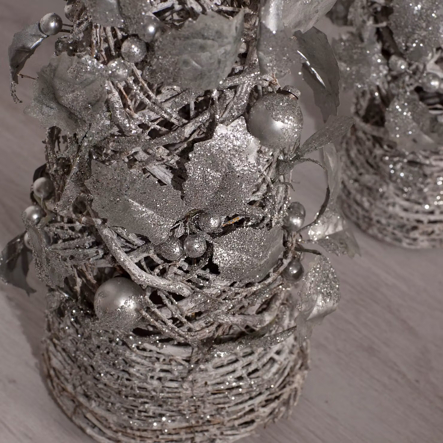 Christmas Village Handcrafted Silver Twin Set of 2 Decorative Christmas Tree Ornaments – 3