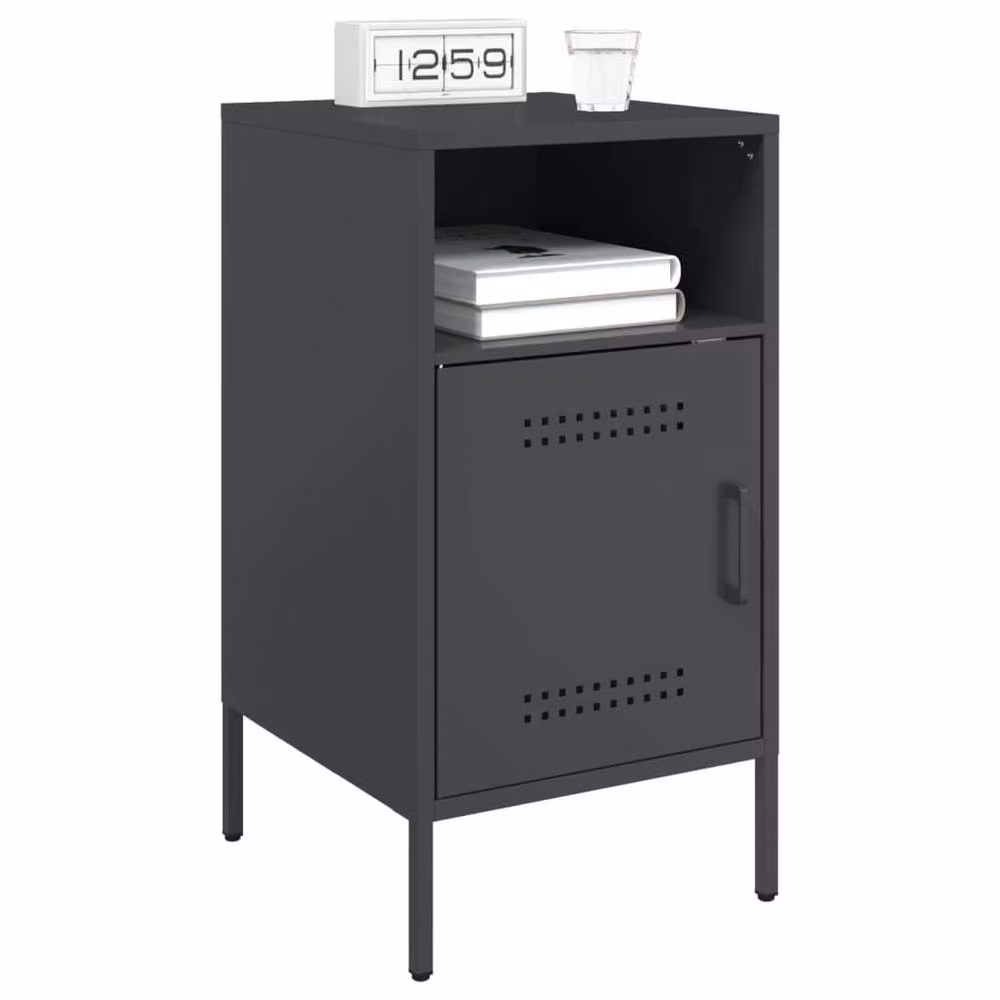 Berkfield Home Set of 2 Black Steel Bedside Cabinets W/D/H: 36 x 39 x 68 cm – 2