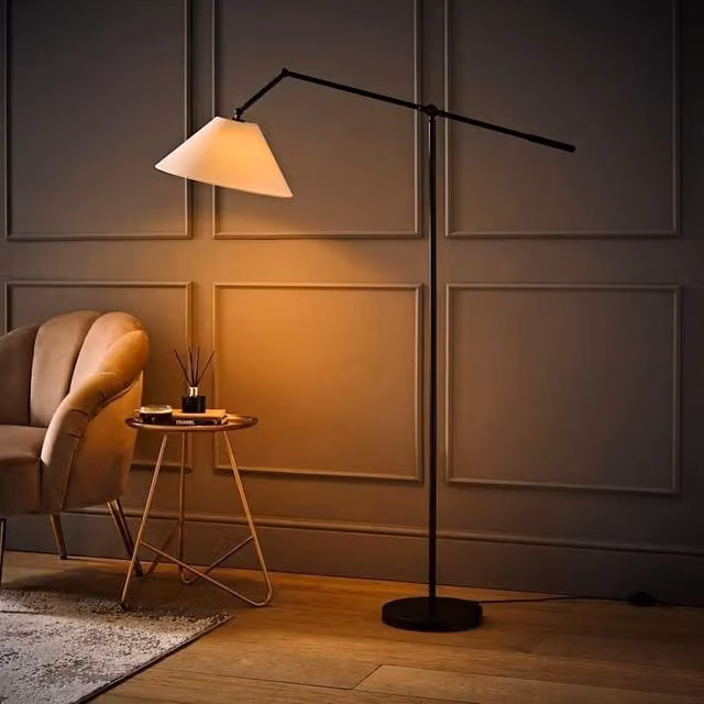 SPETLEK Modern Adjustable Black Tall Floor Lamp with LED Bulb
