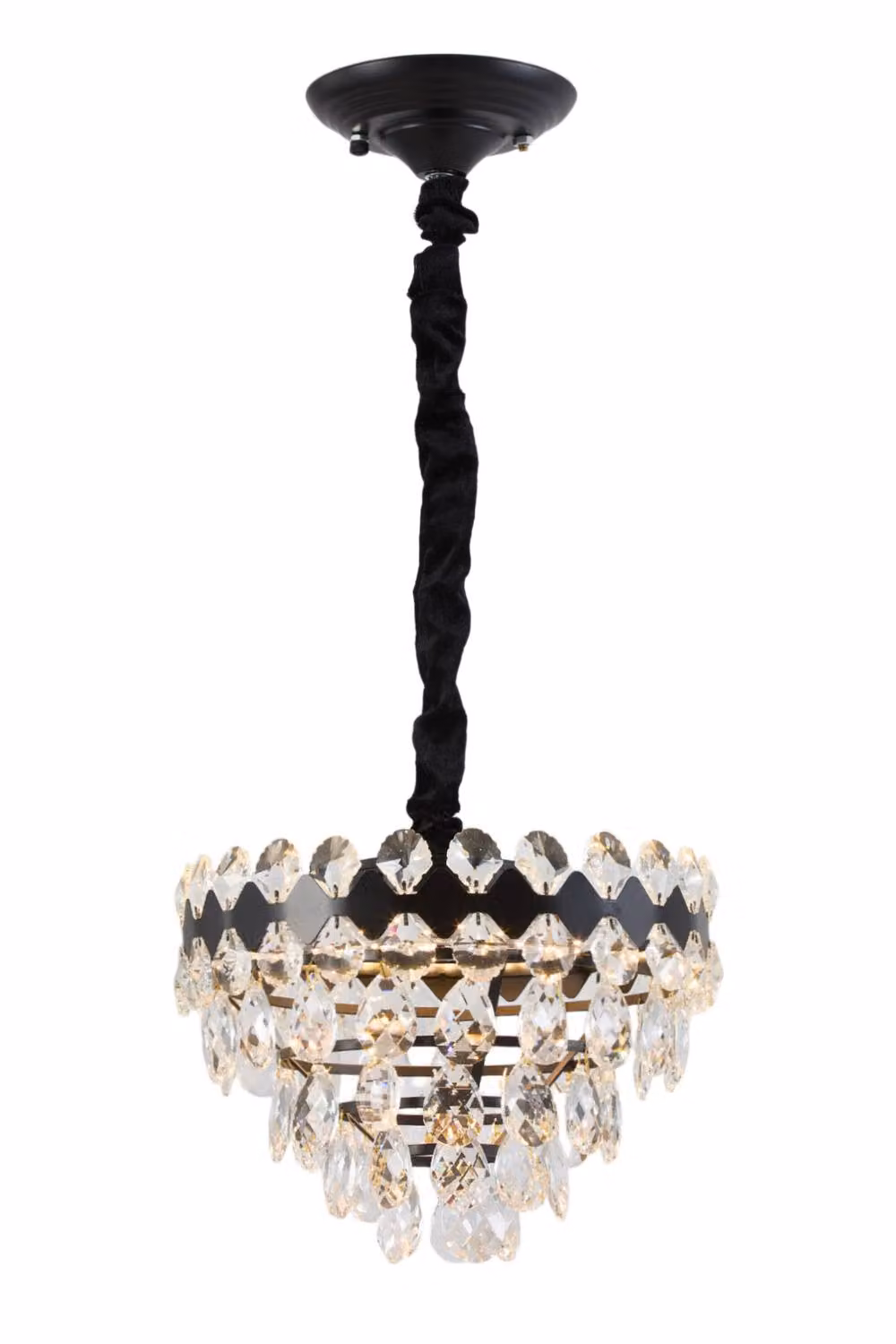 Living and Home Elegant LED Crystal Pendant Light in Black – 3