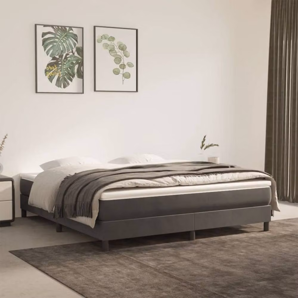 Berkfield Home Super King Box Spring Bed Frame in Dark Grey Velvet, W: 180 cm, D: 200 cm – 2