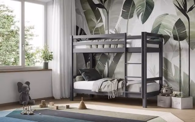 Flair Callisto Shorty Bunk Bed in Grey, Solid Wood, W/D/H: 160 x 70 x 145 cm – 1