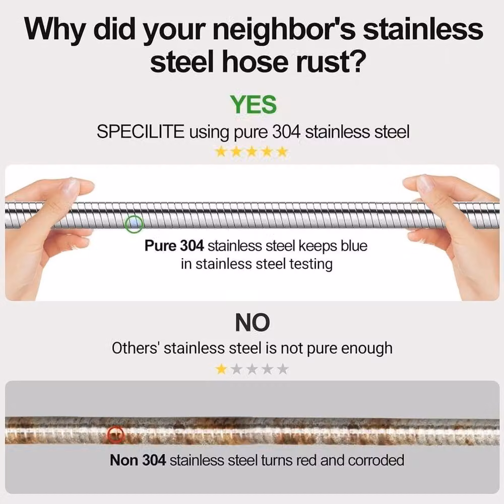 NESTLUNE 25ft Stainless Steel Garden Water Hose in Silver – 2
