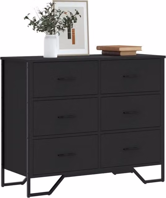 Berkfield Home Black Classic Chest of Drawers in MDF, W/D/H: 91 x 35.5 x 74.5 cm
