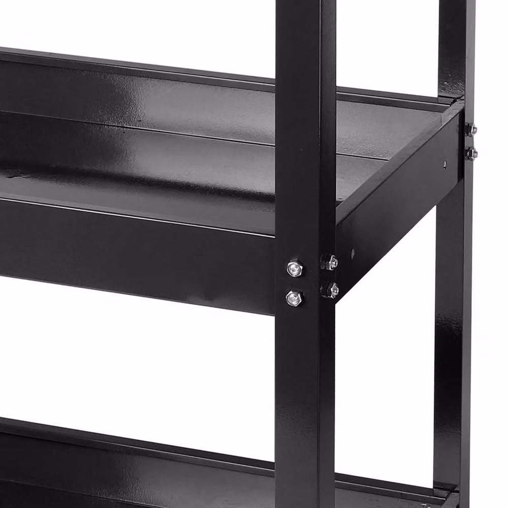 FLAVORA 3 Tier Heavy Duty Rolling Tool Cart Storage Trolley, Black, W/D/H: 50 x 50 x 50 cm – 3