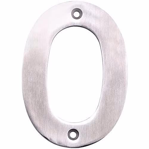Loops Satin Stainless Steel Front Door Numeral 0 in Silver, 100mm