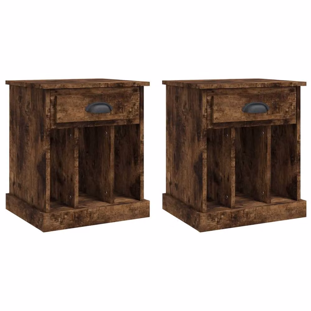 Berkfield Home Elegant Bedside Cabinets, 2 Piece Set in Smoked Oak Brown, W: 43 cm, D: 36 cm, H: 50 cm – 2