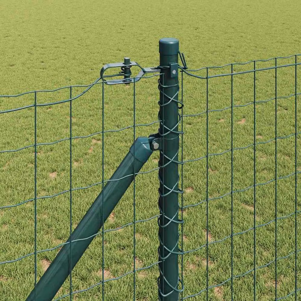 Berkfield Home Green Euro Fence with 7 Spike Posts, Galvanised Steel, W: 10 m, H: 1.2 m – 3