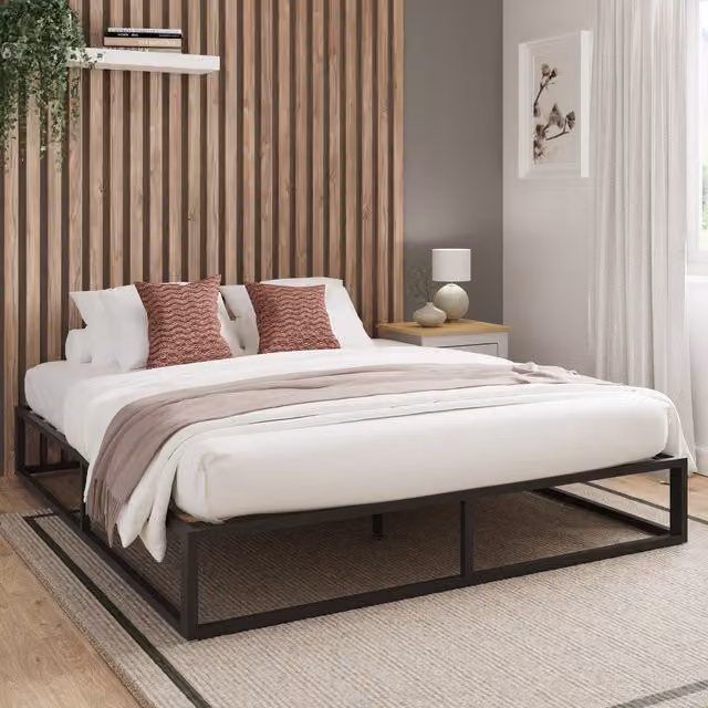 GFW Modern Metal Platform Bed Frame in Black, Double 140 x 200 cm – 2