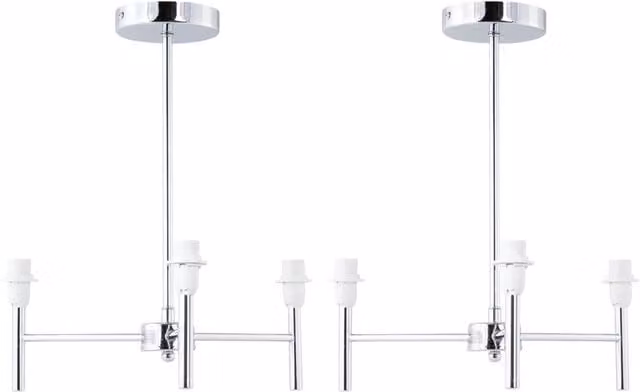 First Choice Lighting Brea Set of 2 Chrome 3 Arm Semi Flush Fittings in Silver