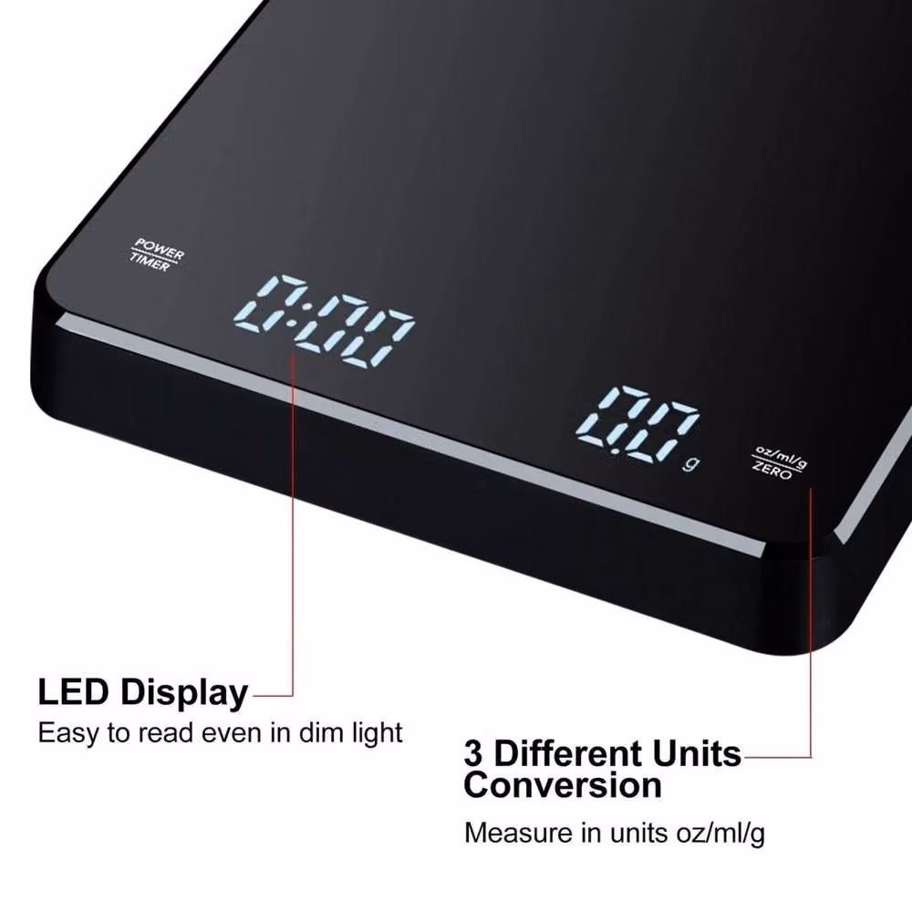 NESTLUNE Digital Coffee Scale with Timer and LCD Display, Black – 5