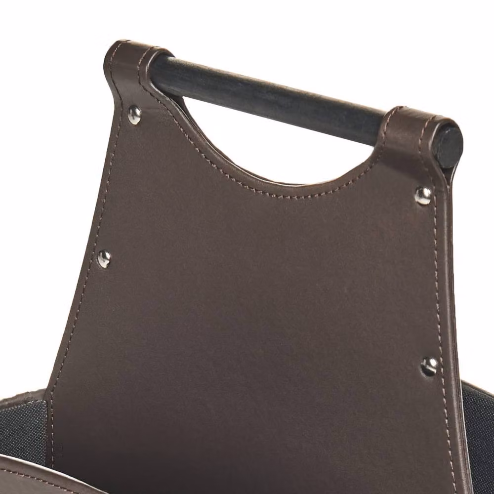 Wyld and Coco Brown Faux Leather Handmade Storage Basket with Handles – 5