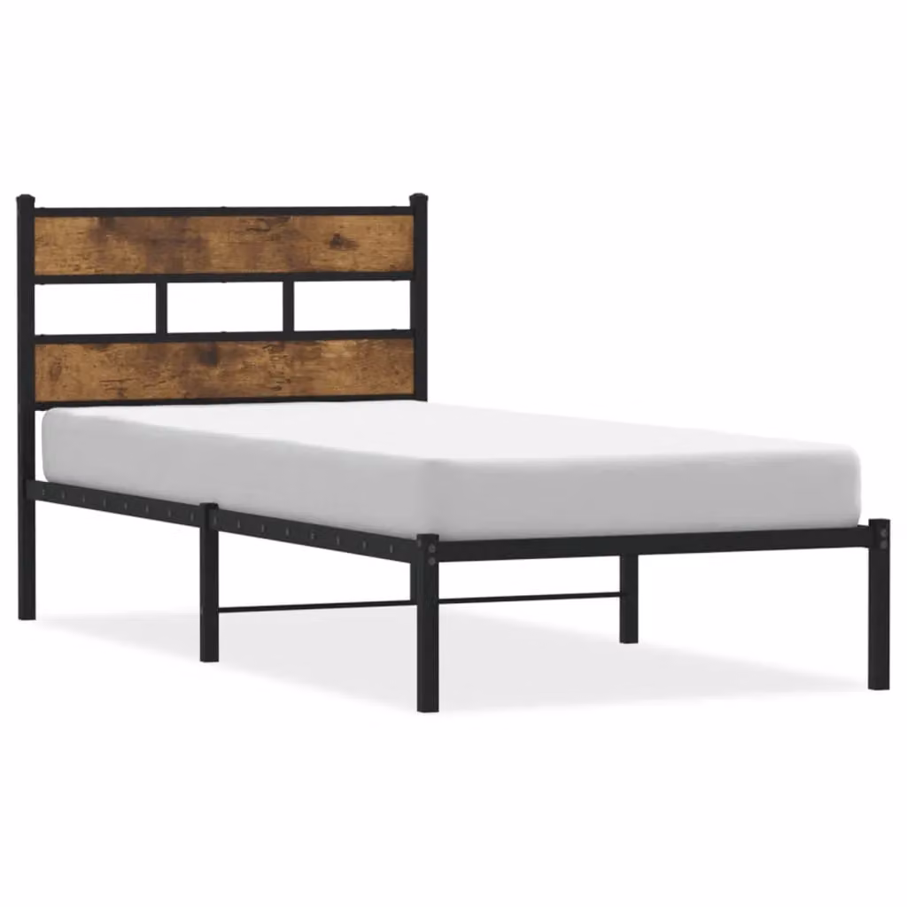 Berkfield Home Metal Bed Frame in Smoked Oak Brown, W/D/H: 75 x 190 cm Small Single – 2