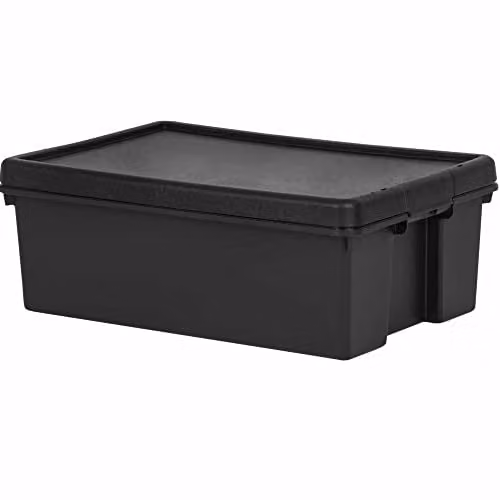 Wham Bam Recycled Plastic Storage Box with Lid, Black, 45L