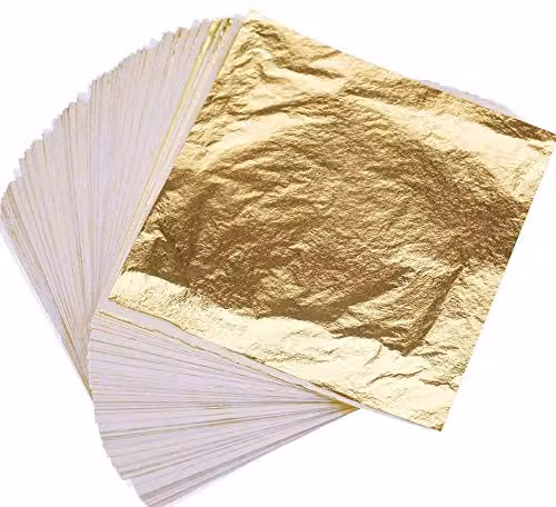 24CT Imitation Gold Leaf Sheets, 10 Plain Square Gold Sheets, W/D: 5.5 x 5.5 cm – 2