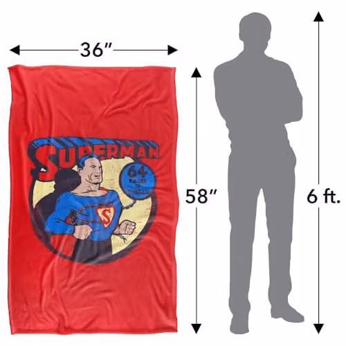 LOGOVISION DC Originals Superman Silky Touch Super Soft Fleece Throw Blanket, Multicolour, W: 91.44 cm x L: 147 cm – 4