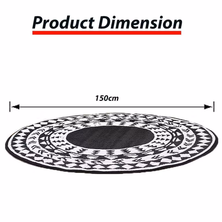 PAWNORA Geometric Semicircular Half Moon Rug in Black and White, W: 67 cm x D: 127 cm